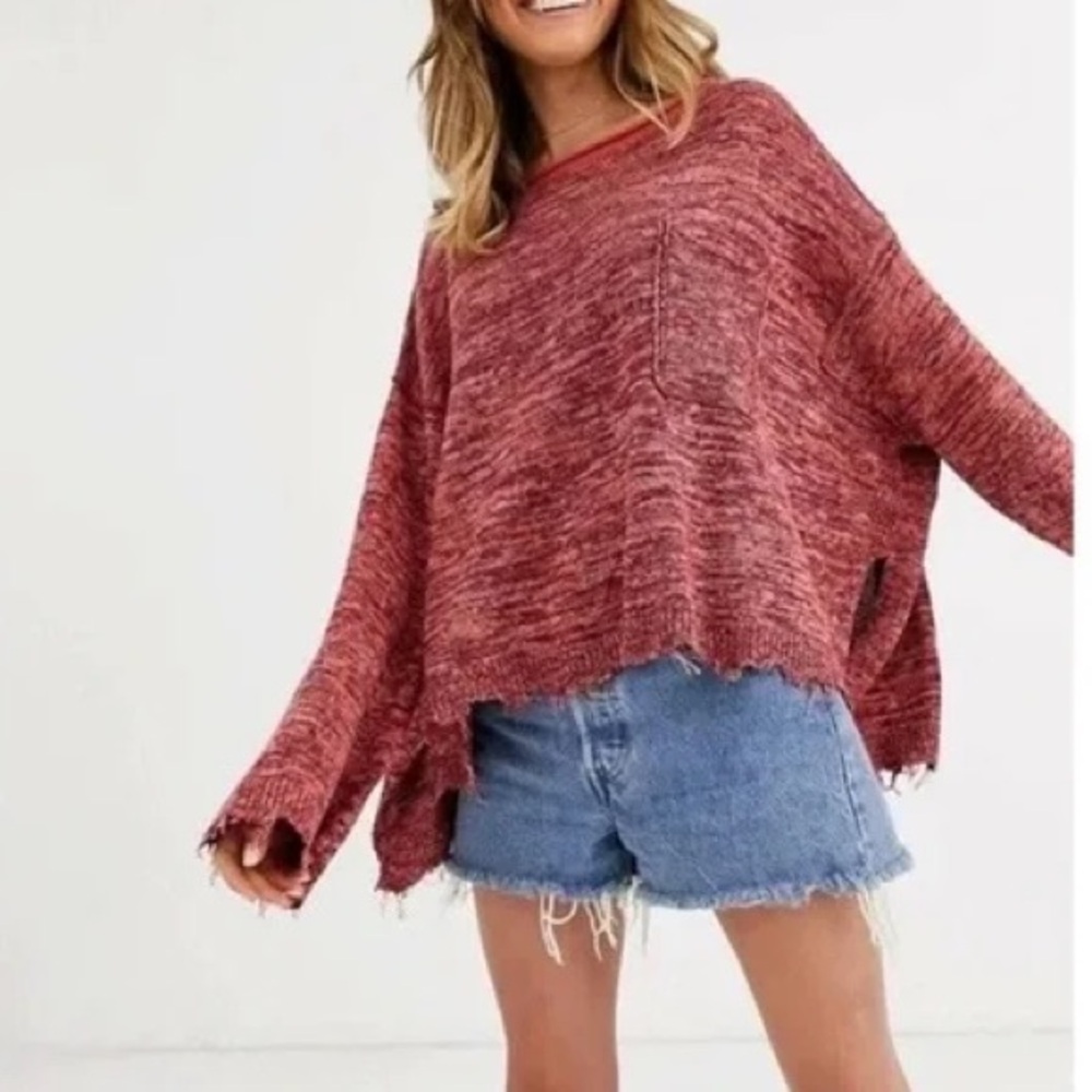 Free People Prism Space Dye Sweater Distressed Oversized Small